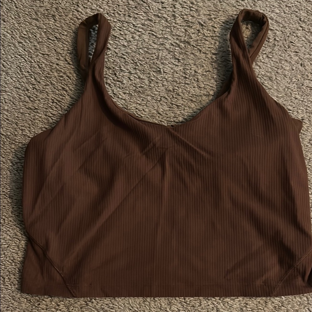 Brown Ribbed Tank Top